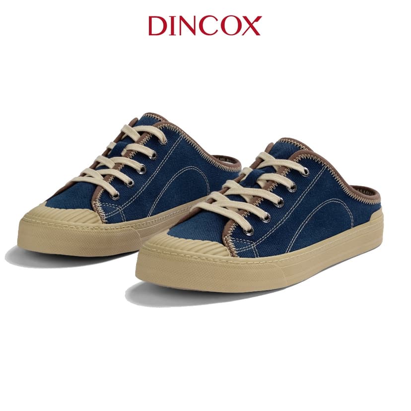Ảnh Giày Sục Đạp Gót Mules Vải Sneaker Unisex Tăng Chiều Cao 4cm DINCOX E10 Dark Navy 3
