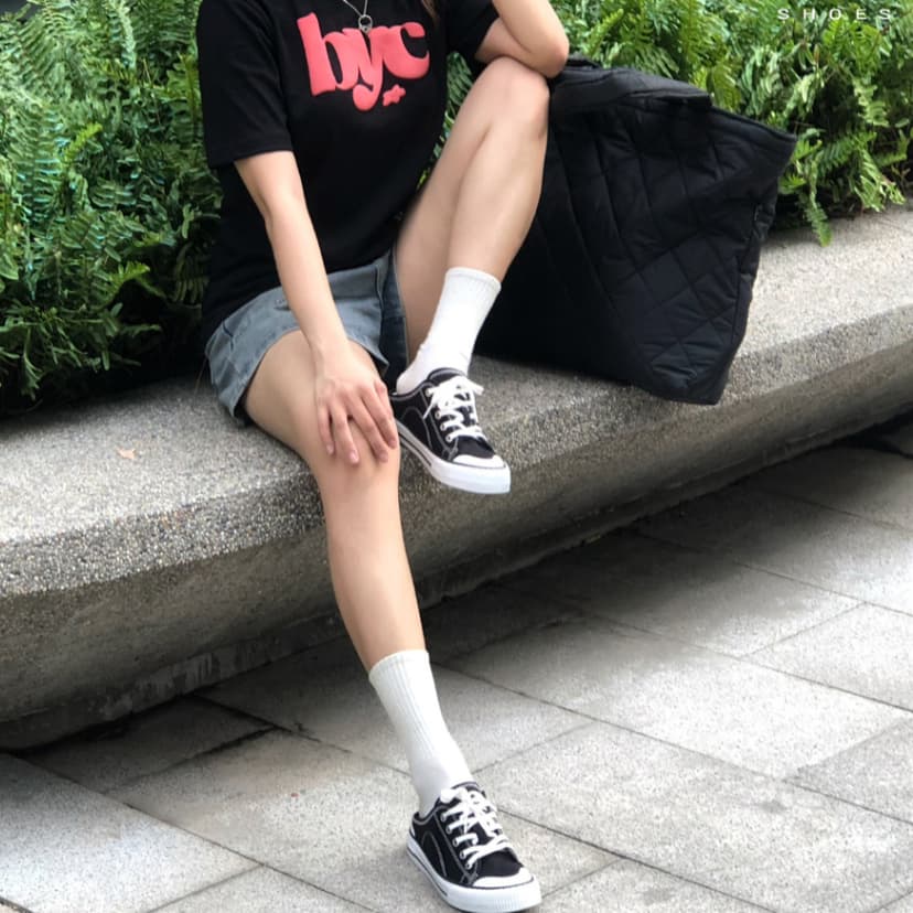 Ảnh Giày Sục Đạp Gót Mules Vải Sneaker Unisex Tăng Chiều Cao 4cm DINCOX E10 Black 4