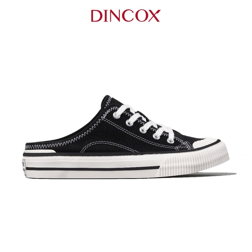 Ảnh Giày Sục Đạp Gót Mules Vải Sneaker Unisex Tăng Chiều Cao 4cm DINCOX E10 Black 2