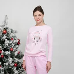 Thumbnail BỘ PHỐI QUẦN KATE VỚI ÁO NỈ DÀI TAY IN HÌNH CHO NOEL BTD042W91 4
