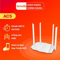 Thumbnail Bộ phát Wifi Tenda AC5 Băng Tần Kép Chuẩn AC 1200Mbps - Hàng Chính Hãng 1