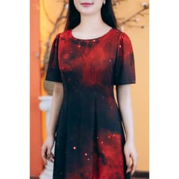 Thumbnail Đầm suông xòe - Cổ tròn tay ngắn - Đen họa tiết - TTV Store thời trang nữ TTV1779 2