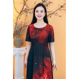 Thumbnail Đầm suông xòe - Cổ tròn tay ngắn - Đen họa tiết - TTV Store thời trang nữ TTV1779 3