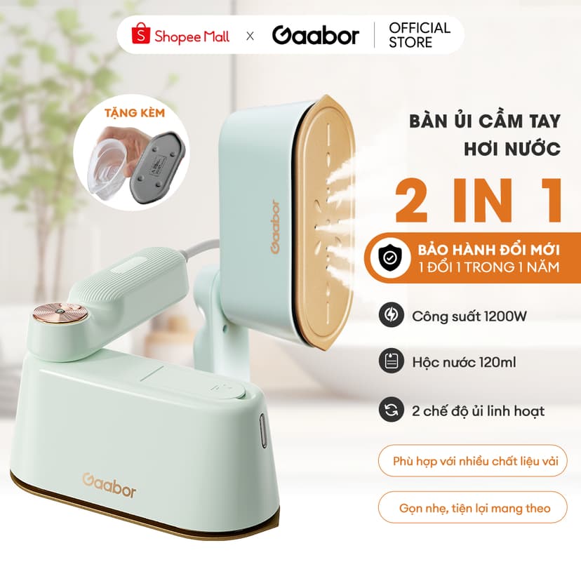 Ảnh Bàn ủi hơi nước cầm tay Gaabor HM-M01A 2in1 thích hợp cho mọi loại vải bàn là cầm tay bàn ủi hơi nước dung tích lớn 2