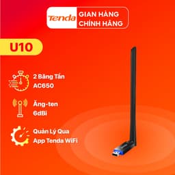 Thumbnail Bộ Chuyển Đổi USB WiFi Tenda U10 chuẩn AC tốc độ 650Mbps - Hàng Chính Hãng 1