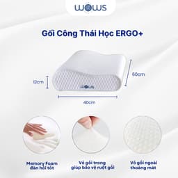 Thumbnail WOWS - Gối Memory Foam Cao Cấp Ergo+ - Gối Công Thái Học Nâng Đỡ Cổ Vai Gáy - Thiết Kế Lượn Sóng 4