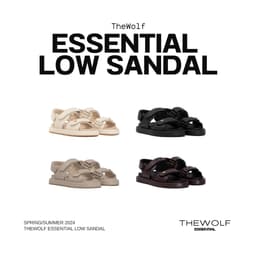 Thumbnail THEWOLF Giày Tăng Chiều Cao Sandal Nam Nữ THEWOLF ESSENTIAL LOW SANDAL Đế Bằng Lót Êm Ái Quai Dán - Đen Kem Beige Nâu 1