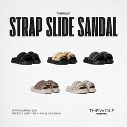 Thumbnail Dép Sandal Nam Nữ Tăng Chiều Cao THEWOLF ESSENTIAL STRAP SLIDE SANDAL - Đen Xám Nâu Beige Kem Sữa 1