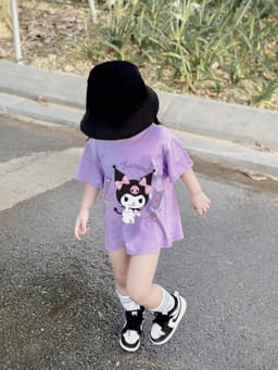Thumbnail Áo Bé Gái Áo Thun Hình KUROMI UNISEX Áo Cho Cả Gia Đình Áo Bé Gái, Áo Bé Trai Cotton Loại Một ABG12 1
