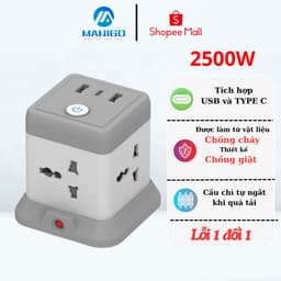 Thumbnail Ổ Cắm Điện Đa Năng Tích Hợp Cổng USB Manigo 4 Lỗ Cắm Đầu 3 Công Suất 2500W BH 18 Tháng 1