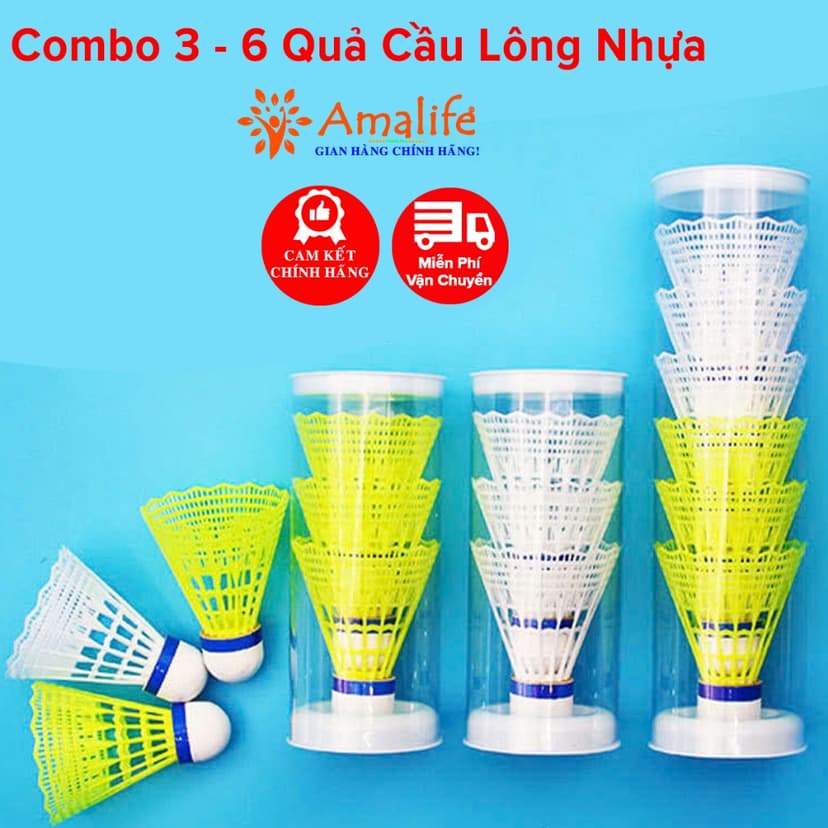 Ảnh Bộ 3 - 6 Quả Cầu Lông Nhựa Hãng Amalife Đánh Ngoài trời Bền Đẹp Chọn Màu 1