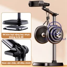 Thumbnail Giá Đỡ Điện Thoại T10 Để Bàn, Chân Đỡ Livestream Bằng Kim Loại Quay 360 Độ Tùy Chỉnh Chiều Cao Góc Quay - HOLOCOM 4