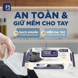 Thumbnail MUA 2 gói Khăn ướt lau bếp cao cấp 80 tờ F5 CLEAN TẶNG 1 can nước rửa chén 3,8kg 3