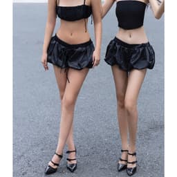 Thumbnail Quần Váy Ngắn Bí Dáng Phồng Màu Đen Brand TSUN Chính Hãng - Pumpkin Mini Skirt, Nữ, May 2 Lớp 4