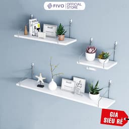 Thumbnail Kệ Sách Gỗ Treo Tường Trang Trí Decor FB40 FIVO Không Cần Khoan,Tặng Kèm Đinh Và Móc Treo Inox, Dễ Dàng Gắn Lên Tường 1