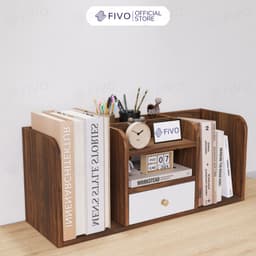 Thumbnail Kệ Sách Gỗ Đẹp Để Bàn FIVO FB26 Cao Cấp Màu Gỗ Và Walnut, Có Hộc, Tiết Kiệm Diện Tích, Bo Góc Thẩm Mĩ 1