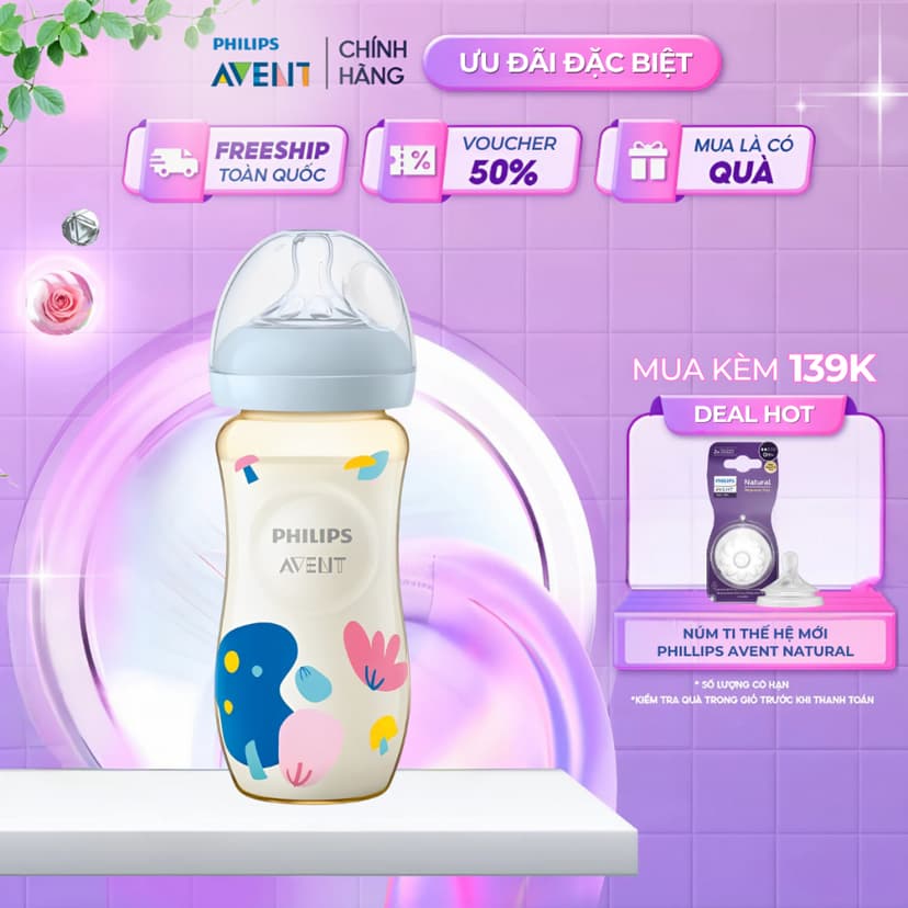 Ảnh Bình Sữa Philips Avent Cho Bé Sơ Sinh, Bình Sữa Mô Phỏng Tự Nhiên PPSU Chống Đầy Hơi Sặc Sữa 1