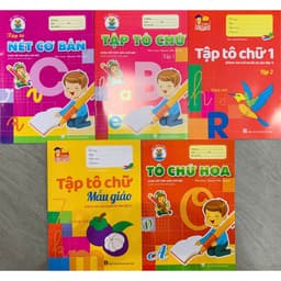 Thumbnail Sách - Tô nét cơ bản, tập tô chữ, tô chữ hoa, tô chữ mẫu giáo (5 quyển) + bán kèm 1 bút chì 2B 2