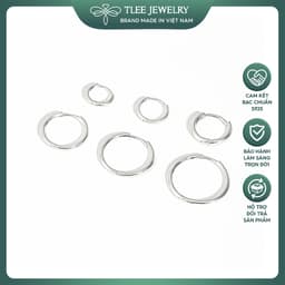 Thumbnail Khuyên tai bạc tai tròn trơn TLEE bản dày chốt bấm chắc chắn nhiều size TLEE JEWELRY B0121 1
