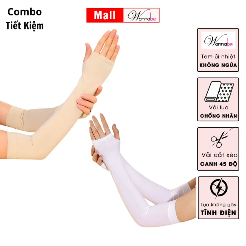 Ảnh Combo găng tay chống nắng nam nữ WANNABE bao tay chống tia UV bảo vệ chuyên sâu toàn cánh tay VD010 4