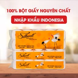 Thumbnail Giấy vệ sinh Silkwell Sếu 10 cuộn 4 lớp có lõi hàng cao cấp siêu mềm mịn không tẩy trắng chính hãng 2