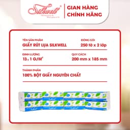 Thumbnail Thùng 9 gói giấy ăn rút lụa khổ to Silkwell Xanh 250 tờ mềm mịn không bụi giấy 1