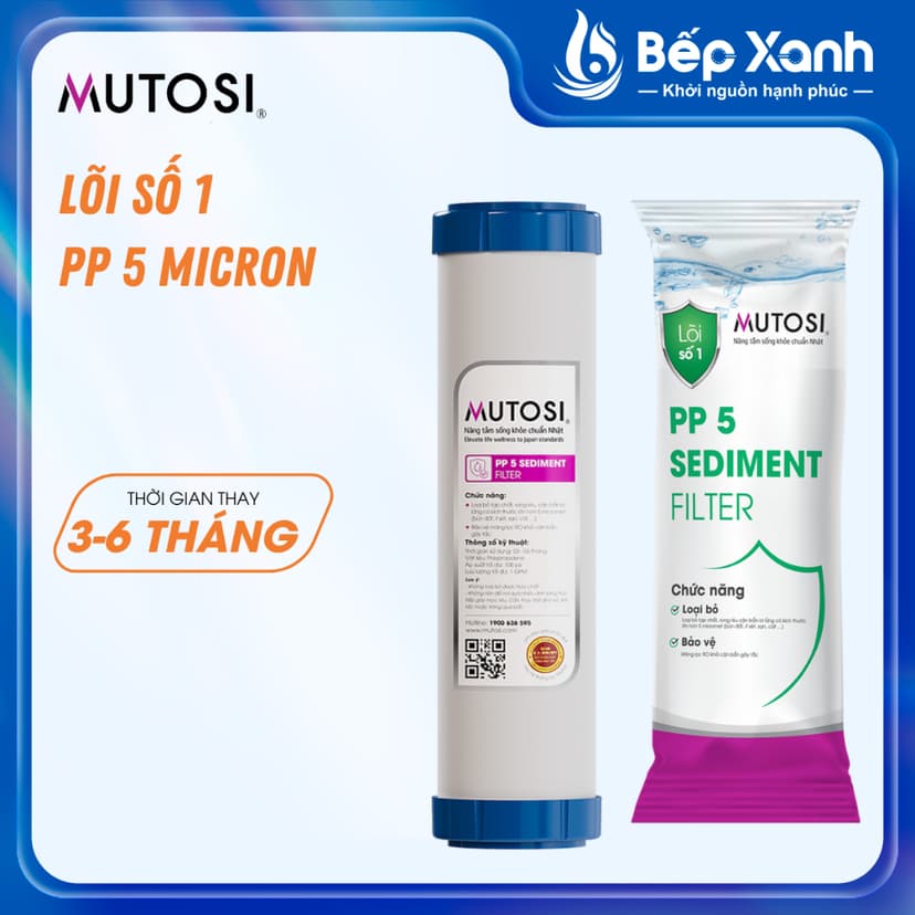 Ảnh Bộ lõi lọc nước 123 MUTOSI - Bộ 3 lõi lọc thô chính hãng 1