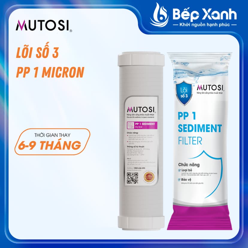 Ảnh Bộ lõi lọc nước 123 MUTOSI - Bộ 3 lõi lọc thô chính hãng 3