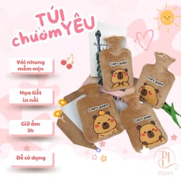 Thumbnail Combo quà tặng túi chườm bụng Capybara 400ml Puha có hoa, băng đô, kẹp tóc, tất, dễ thương cute 4