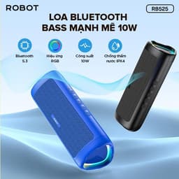 Thumbnail Loa Bluetooth 5.3 Robot RB525 Bass Mạnh 10W Đèn Led RGB, Kháng Nước, Pin Trâu - Hỗ Trợ Kết Nối Thẻ Nhớ, AUX 3
