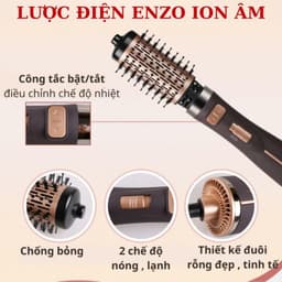Thumbnail Lược điện ENZO 743 thương hiệu ITALIA xoay 360 độ tự động đảo 2 chiều, 4in1 bh 5 năm 4