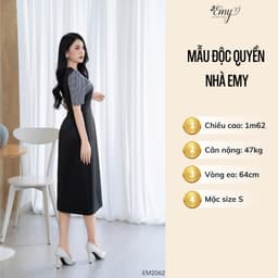Thumbnail Đầm Thiết Kế EMY Thời Trang Cao Cấp EM2062 Vải Taffta Đen Sang Chảnh Đi Tiệc 3