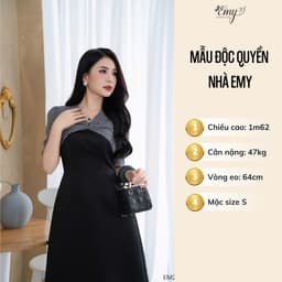 Thumbnail Đầm Thiết Kế EMY Thời Trang Cao Cấp EM2062 Vải Taffta Đen Sang Chảnh Đi Tiệc 2