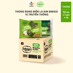 Thumbnail Thùng 12 lốc Rong biển ăn liền Bibigo Hàn Quốc (Lá kim 12 lốc = 36 gói) 2