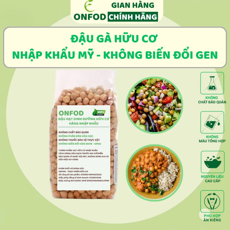 Ảnh Đậu gà hữu cơ nhập khẩu mỹ không biển đổi gen ONFOD ăn kiêng giảm cân bé ăn dặm mẹ bầu tiểu đường 500g 1
