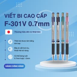 Thumbnail Bút Bi Bấm F301V 0.7mm Zebra - Nhật [Chính Hãng] - mực xanh 1