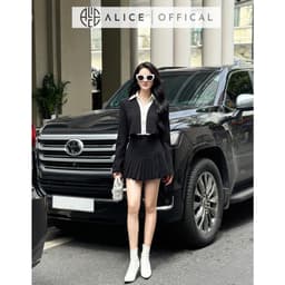 Thumbnail Set Váy Nữ Chất Chéo Rubi Cao Cấp Alice Áo Croptop Dài Tay Phối Cổ Sơ Mi, Chân Váy Ngắn Xếp Ly Nhỏ Tạo Độ Xòe S758 3