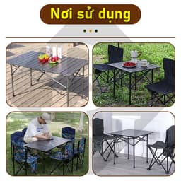 Thumbnail Bàn cắm trại gấp gọn, TSD, dễ mang theo có thể gập lại, có nhiều kích thước 53 95 120cm new 3