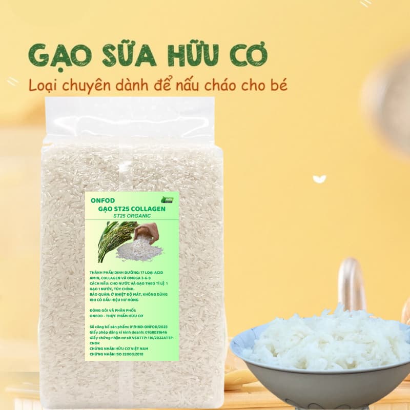 Ảnh Gạo sữa ăn dặm cho bé ST25 Collagen hữu cơ ONFOD nấu cơm cháo ăn kiêng giảm cân cho người tiểu đường eat clean 4