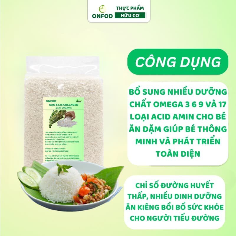 Ảnh Gạo sữa ăn dặm cho bé ST25 Collagen hữu cơ ONFOD nấu cơm cháo ăn kiêng giảm cân cho người tiểu đường eat clean 2