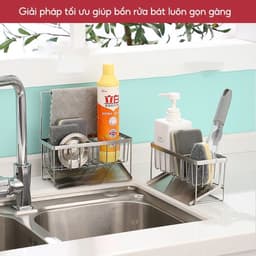 Thumbnail Kệ Inox Để Đồ Rửa Chén Bát Lavabo Có Khay Hứng Nước Tiện Lợi - OENON 1