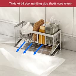Thumbnail Kệ Inox Để Đồ Rửa Chén Bát Lavabo Có Khay Hứng Nước Tiện Lợi - OENON 3