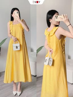 Thumbnail Đầm Dáng Dài Rộng Chữ A Có Túi 2 Bên ENVY D277 4