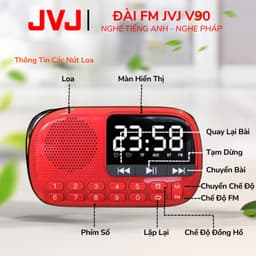 Thumbnail Loa Đài JVJ V90 Đài FM, Hỗ Trợ Thẻ Nhớ, Bluetooth, USB, Học Tiếng Anh, Nghe Pháp - Bảo Hành 12 Tháng 2