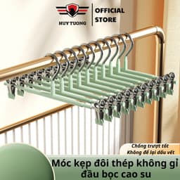 Thumbnail Combo 50 móc kẹp quần áo đa năng, treo quần áo, móc treo đồ đa năng bằng thép không rỉ, tiết kiệm diện tích 3
