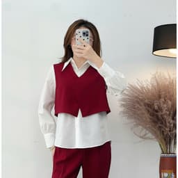 Thumbnail Áo Sơ Mi Nữ 𝐂𝐂𝐇𝐀𝐓 Kiểu 2 Chi Tiết Roses Chất Liệu Tuytsi Cao Cấp 23FDS8013ST 1