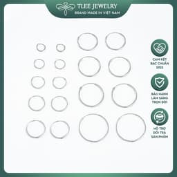 Thumbnail Khuyên tai bạc TLEE tròn trơn nhiều size có chốt basic B0278 1