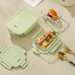 Thumbnail YEAHCOOK Hộp cơm văn phòng bằng thủy tinh chia ngăn chống tràn dùng được trong lò vi sóng 1