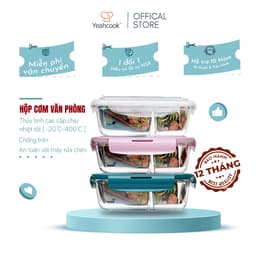 Thumbnail YEAHCOOK Hộp cơm văn phòng bằng thủy tinh chia ngăn chống tràn dùng được trong lò vi sóng 2