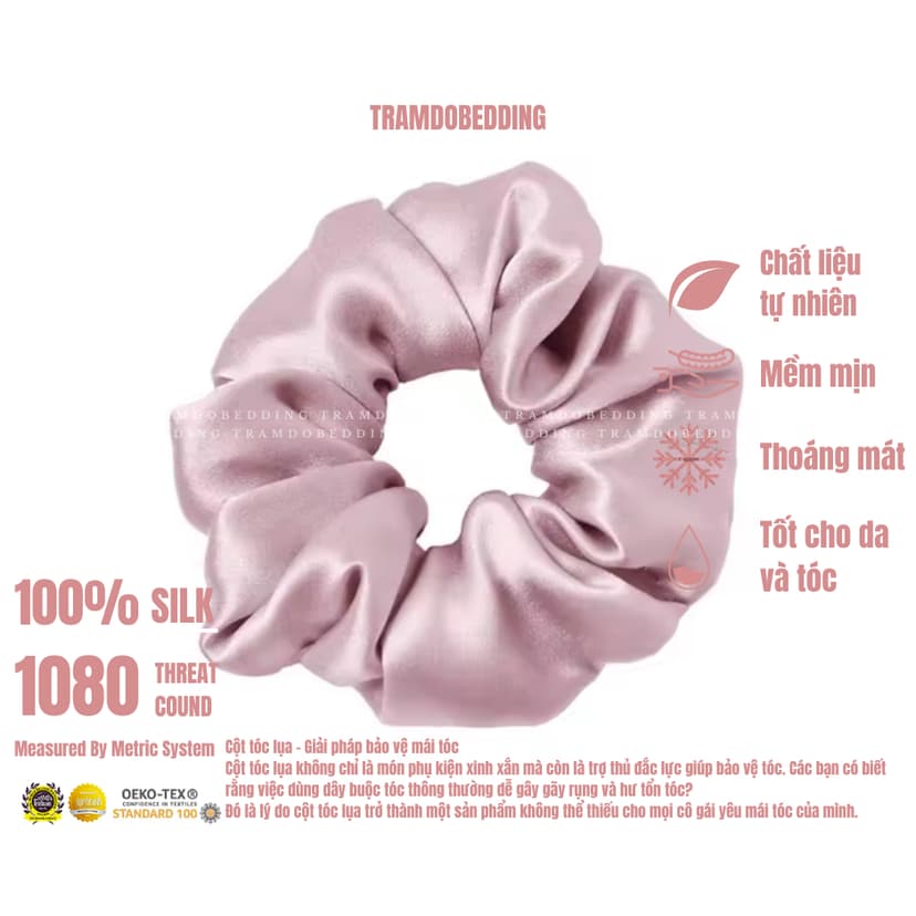 Ảnh Buộc Tóc Lụa NITE9SILK TRAMDOBEDDING Ngăn Xơ Rối Tóc | Silk Hair Scrunchie | Size M 1